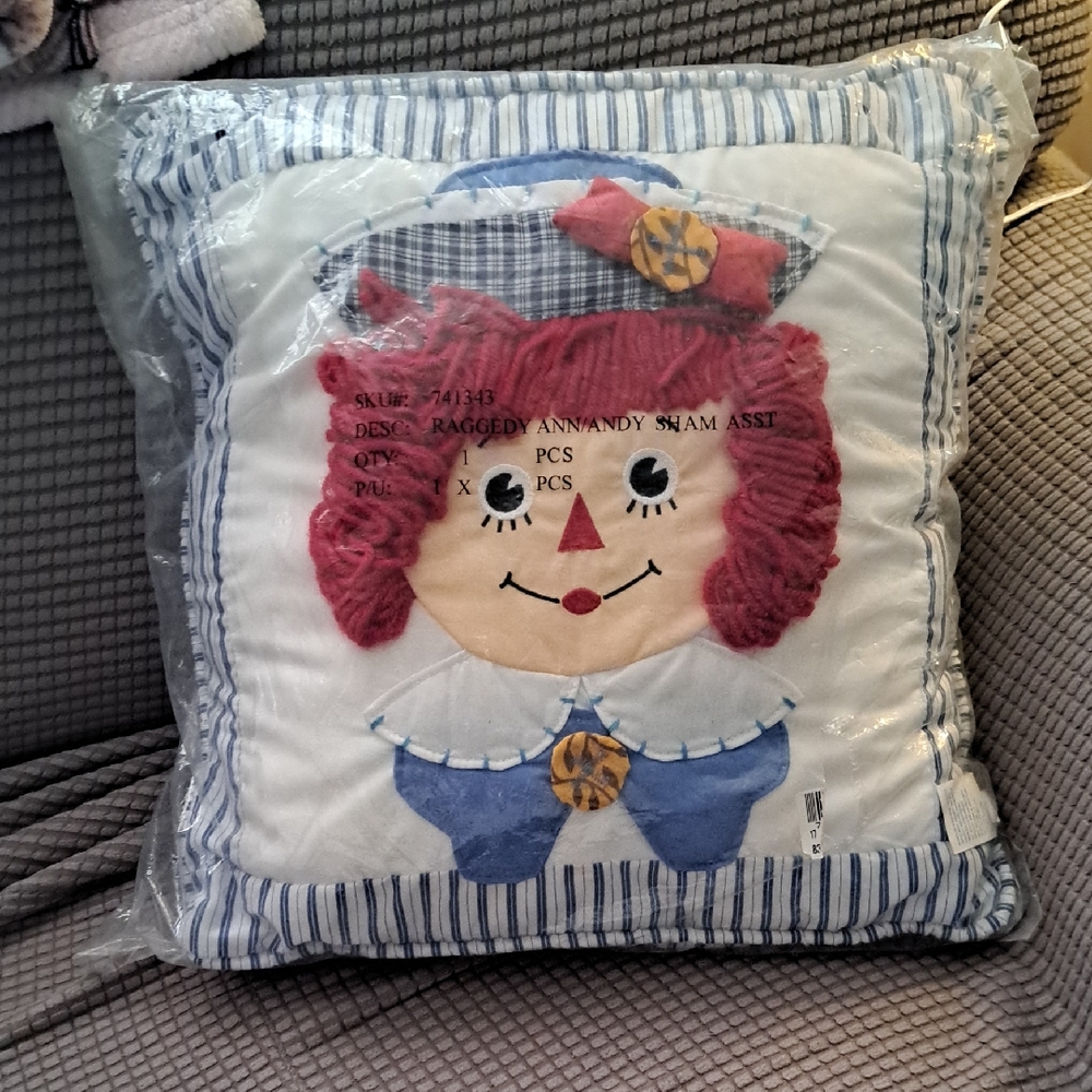 Vintage Raggedy Ann Quilted Pillow Sham